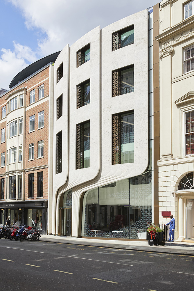 feather shape curved modern office facade architecture London by Airey Spaces